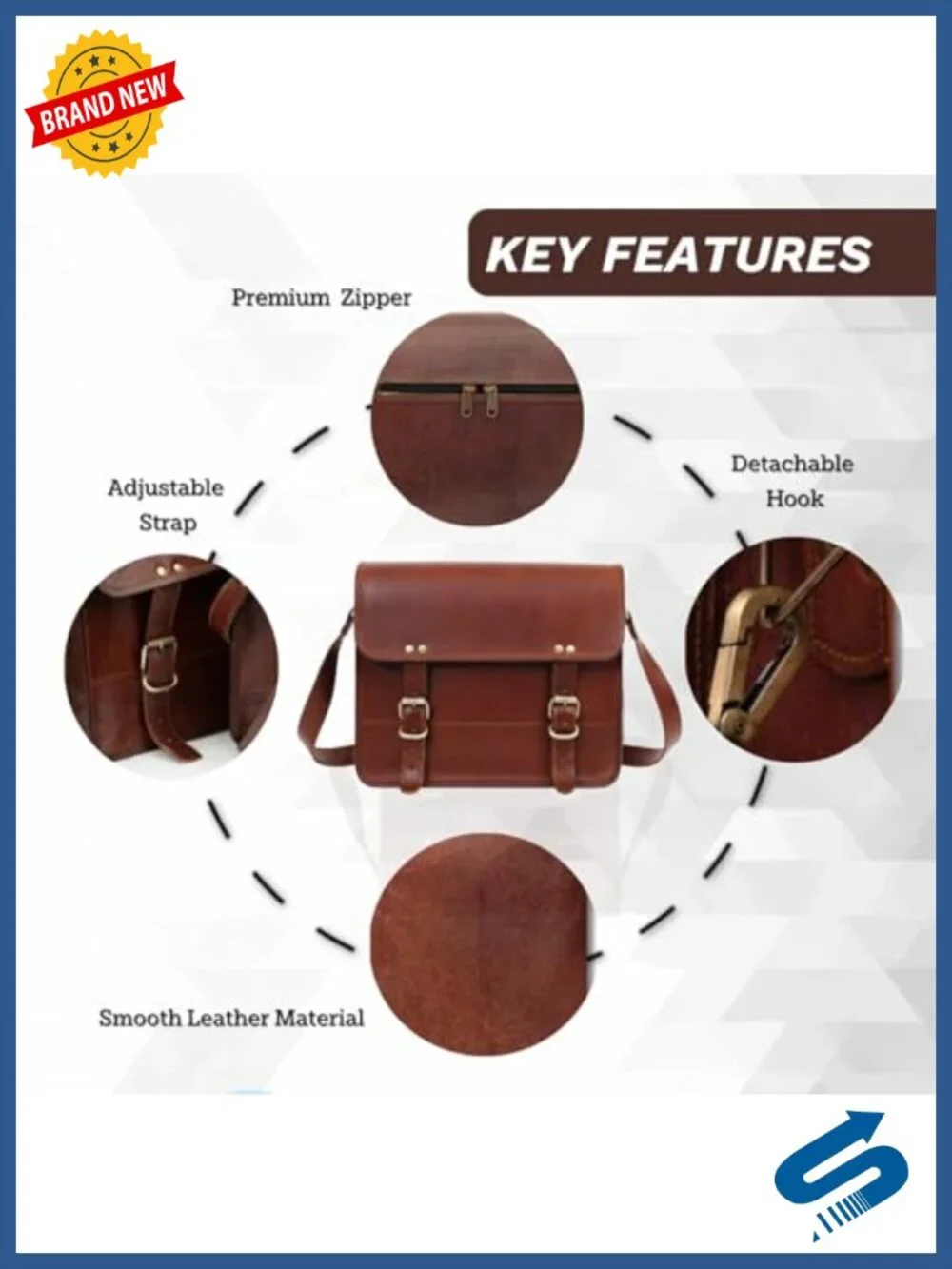 Vintage Genuine Leather Messenger Bag Crossbody Satchel Small 10 Inch